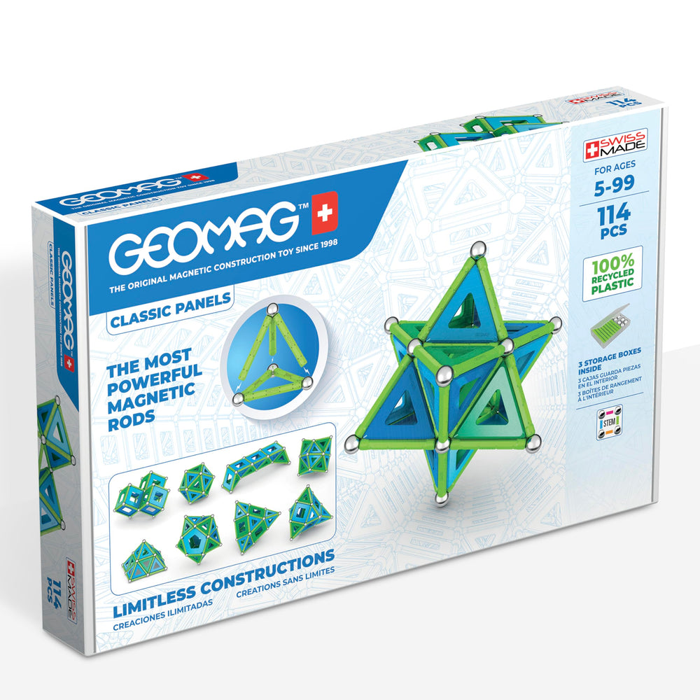 Geomag Classic tiles 114pc for hands-on STEM building and colorful play