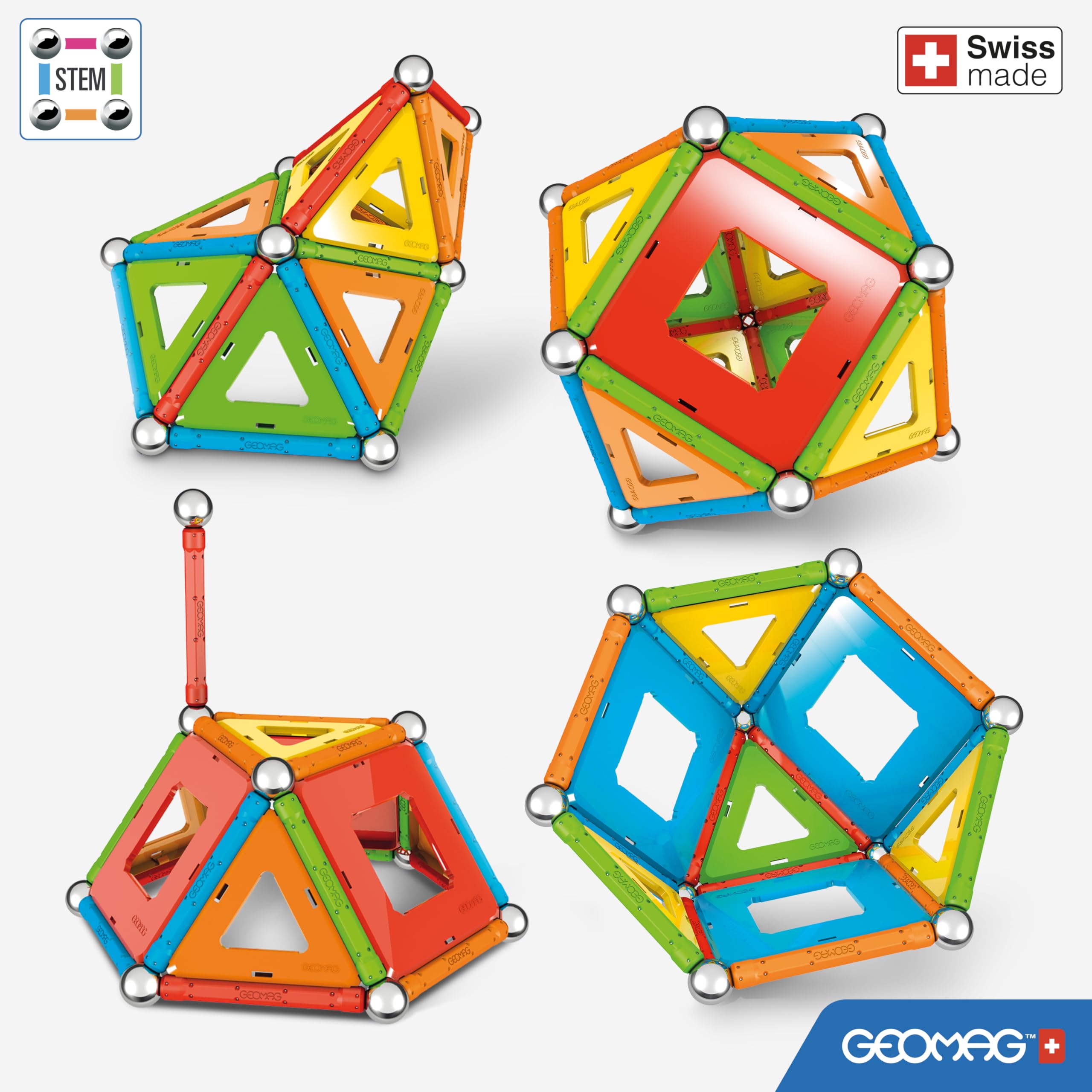 Geomag Confetti steel spheres form a durable base for creative constructions.