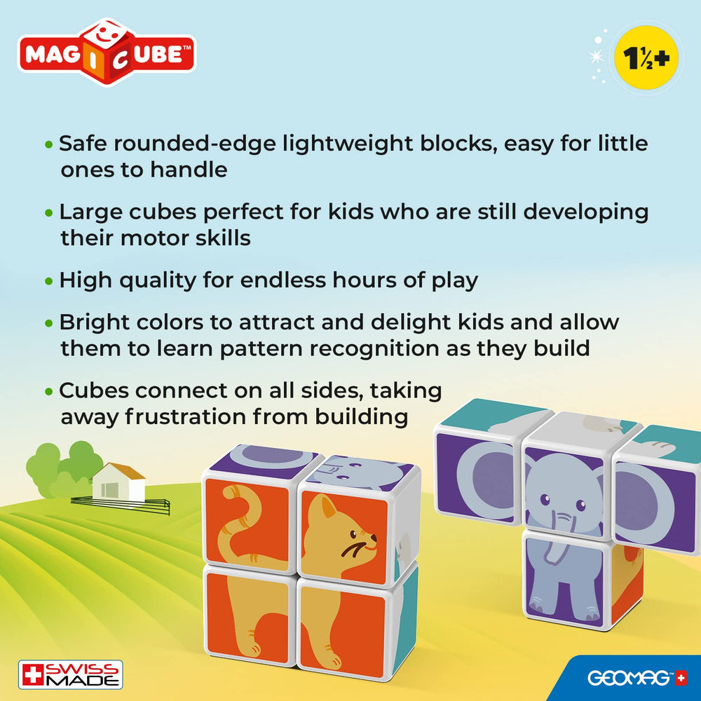 Geomag MagiCube Animal Friends build on all sides fostering creativity and problem solving