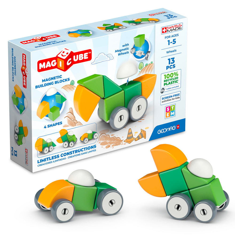 Geomag Magicube 13pcs cubes show vibrant colors for early STEM exploration.