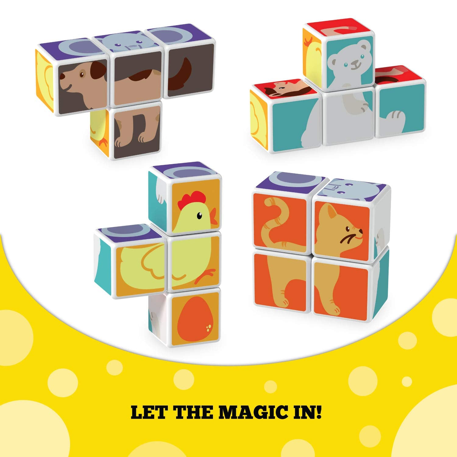 Geomag MagiCube Animal Friends hand-eye-coordination support during gentle stacking