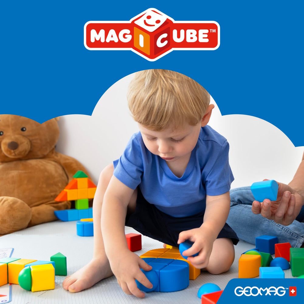 Geomag Magicube colorful cubes support color recognition and imaginative play.