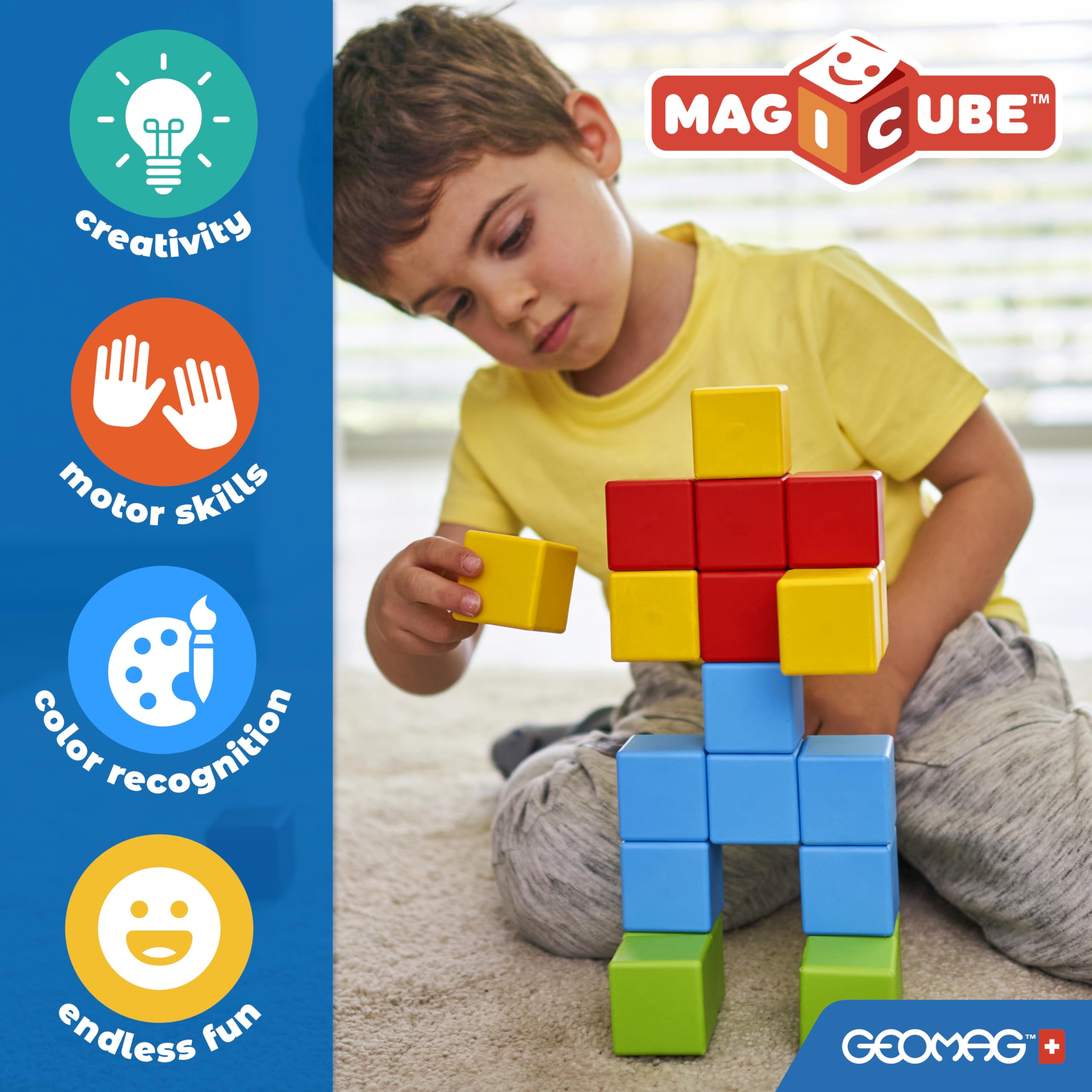 Geomag MagiCube vehicle-theme cubes inspire storytelling and fine motor practice