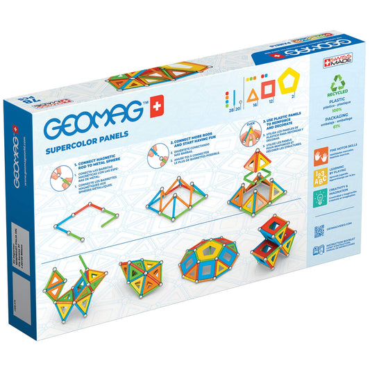 Geomag Supercolor rods and spheres support modular construction for open-ended projects.