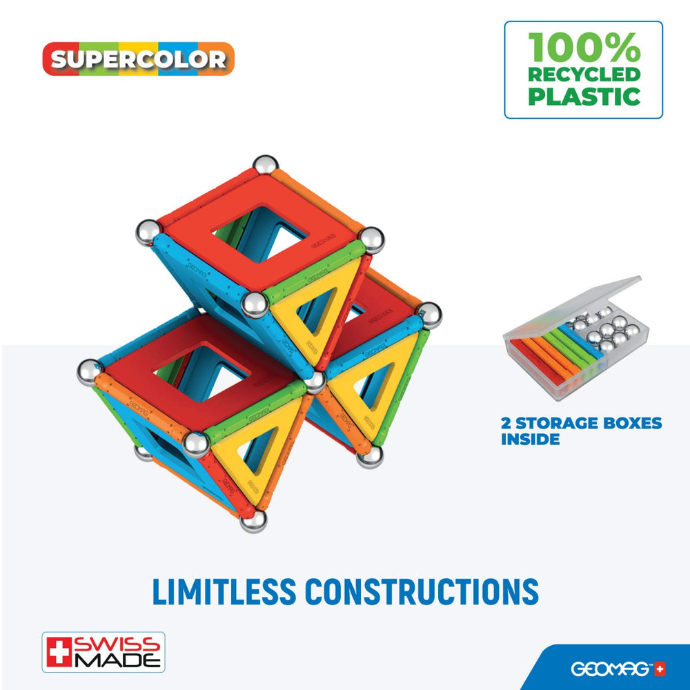 Geomag Supercolor STEM education promotes problem-solving through hands-on play.