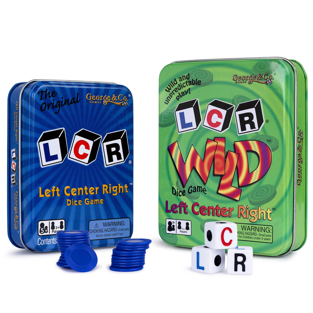 George and Company LCR gift set bundle image showing two tin games for party game nights
