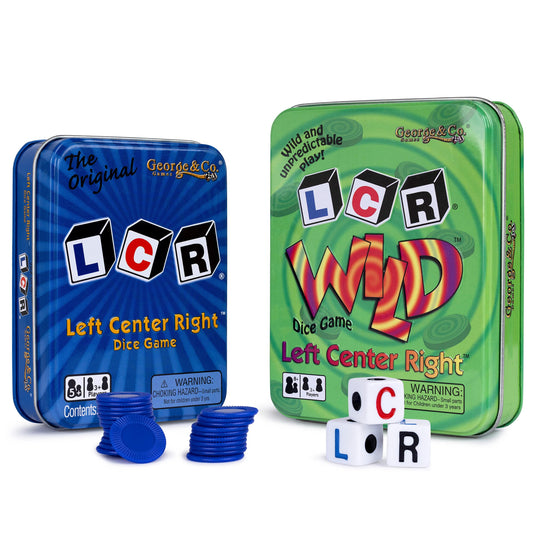 George and Company LCR gift set bundle image showing two tin games for party game nights