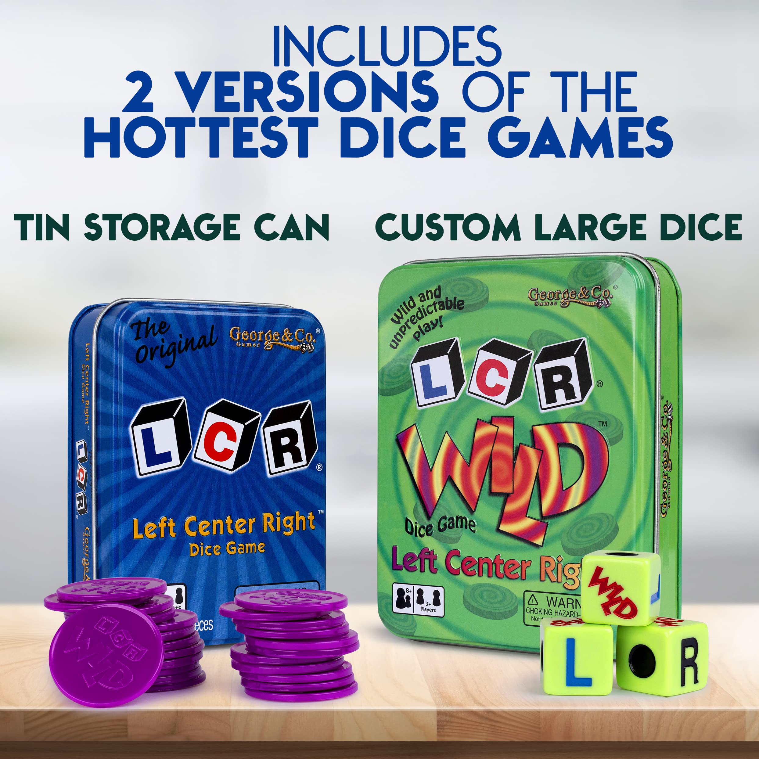 George and Company LCR original blue tin showcases classic table game design for gatherings