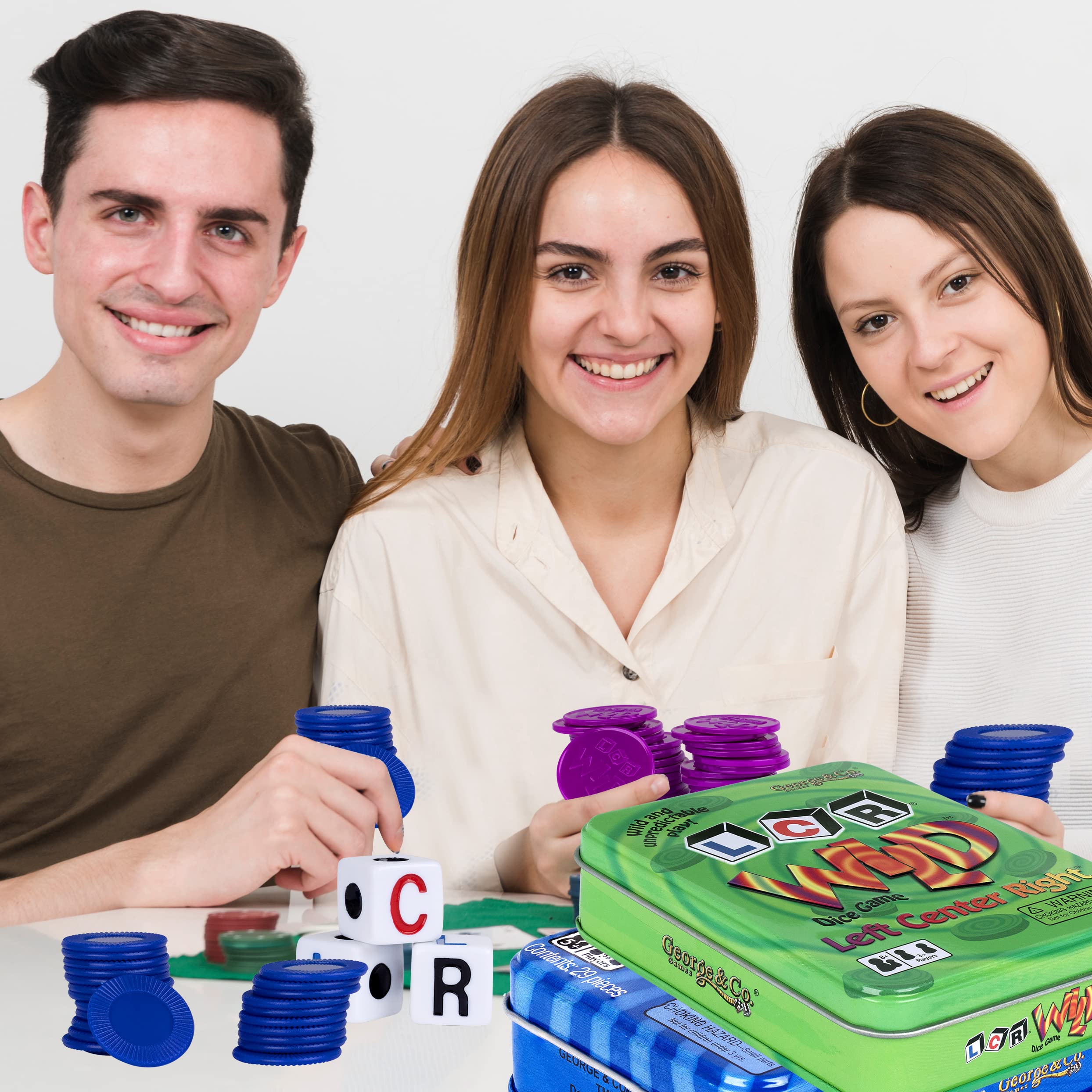 George and Company LCR wild green tin features twist with extra move options for variety