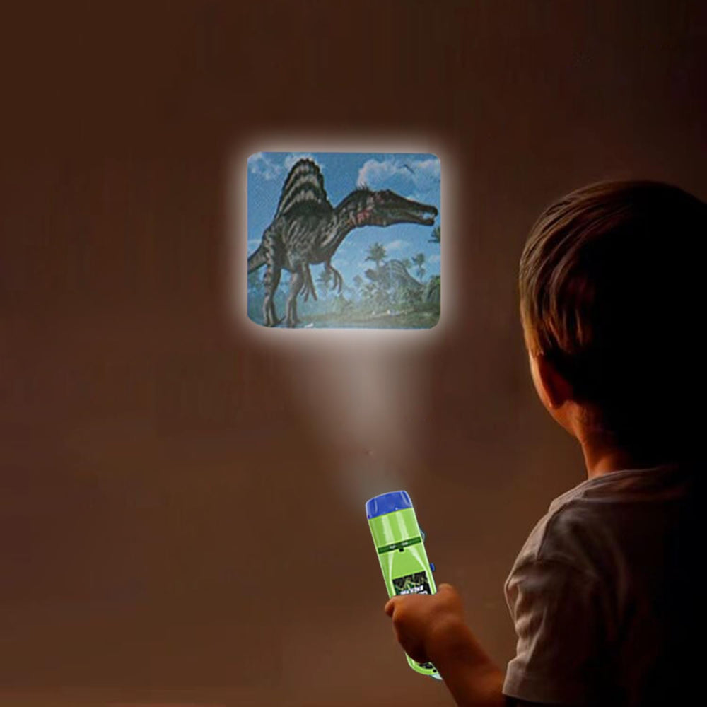 Georgie Porgy dinosaur projector projects onto the ceiling for immersive play