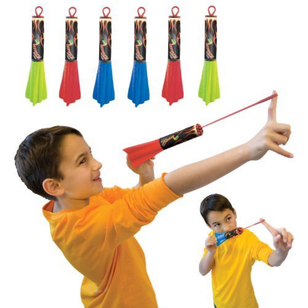 Geospace Pump Rocket Finger Flingers 3-Pack: safe, floatable foam rockets for backyard fun.
