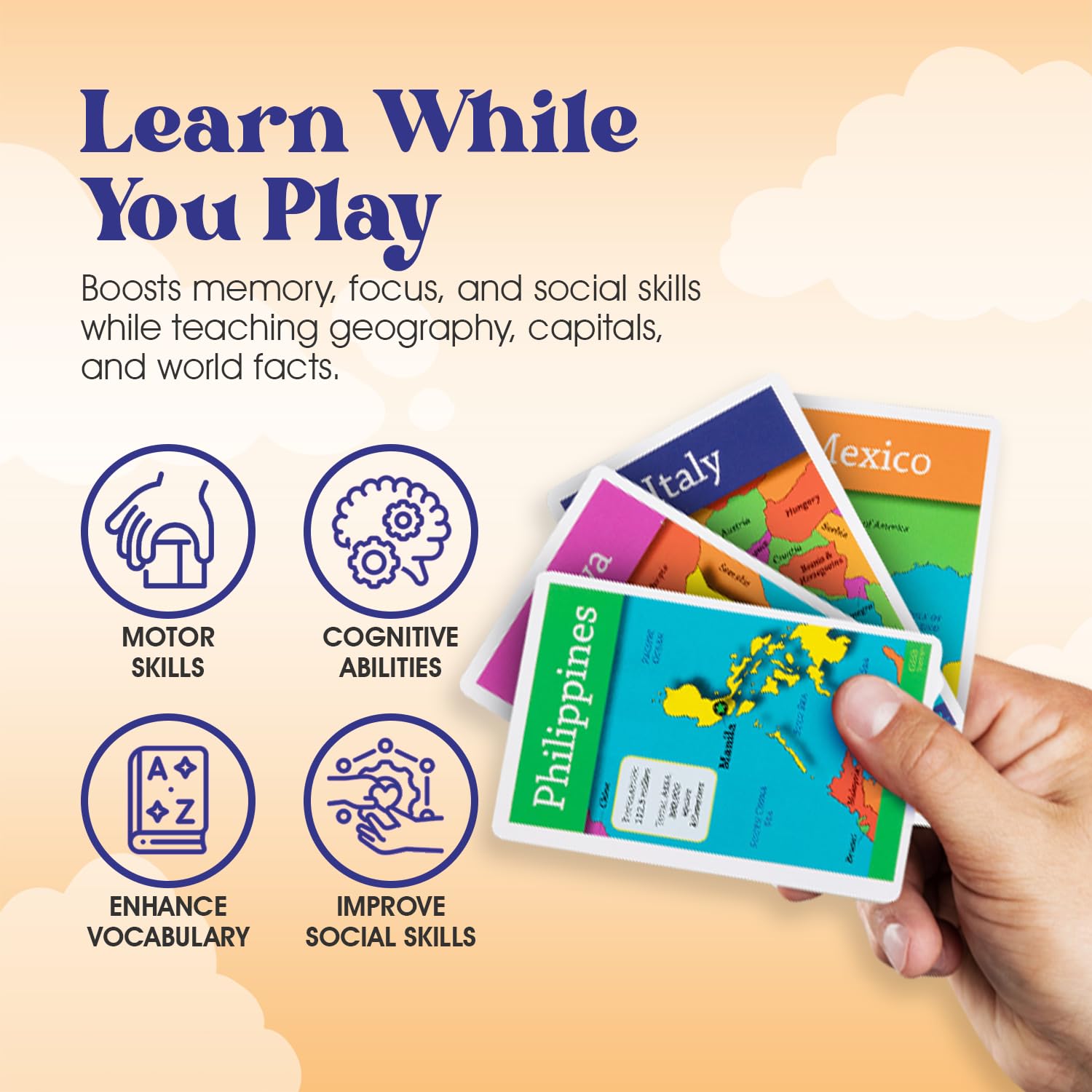 Geotoys GeoBingo bingo chips enable quick marking and excitement.