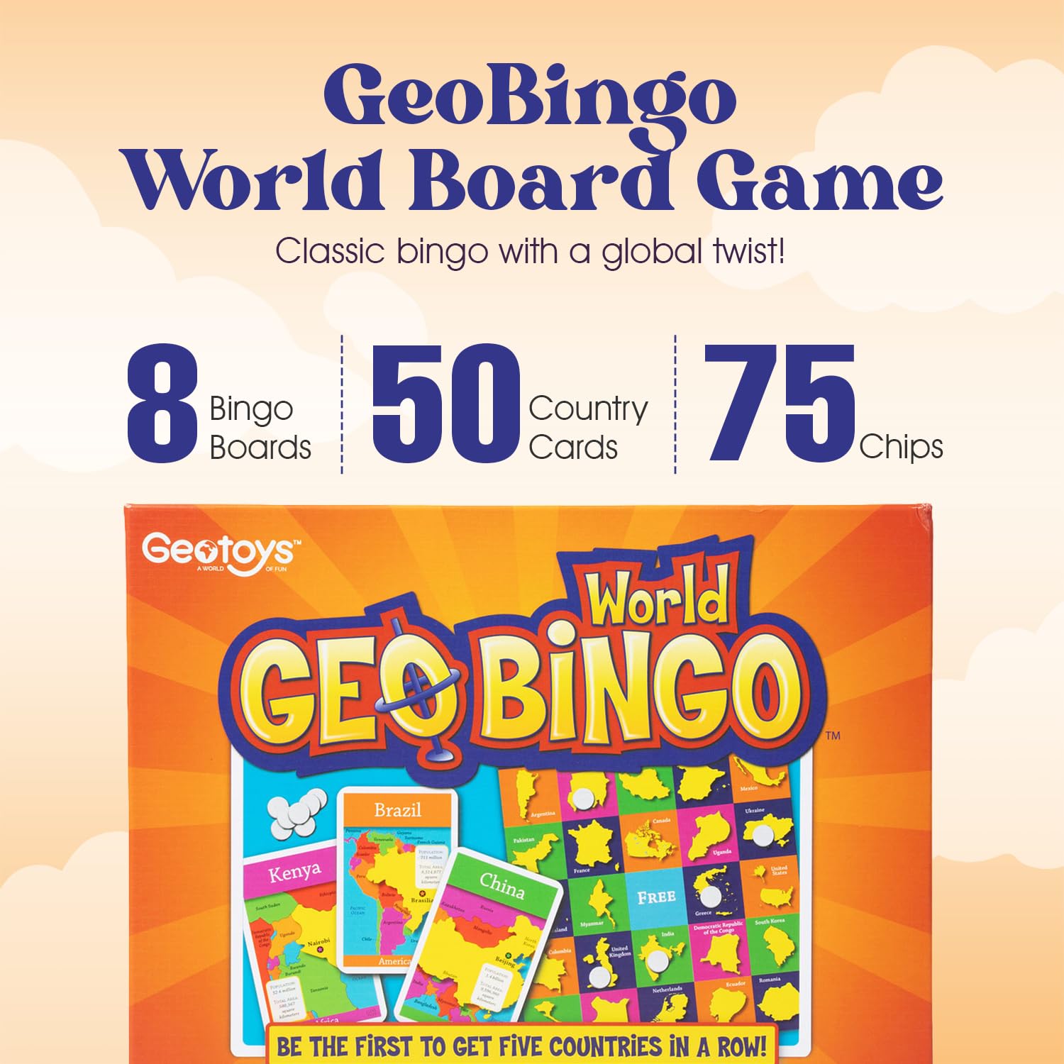 Geotoys GeoBingo USA states cards fuel geography exploration.