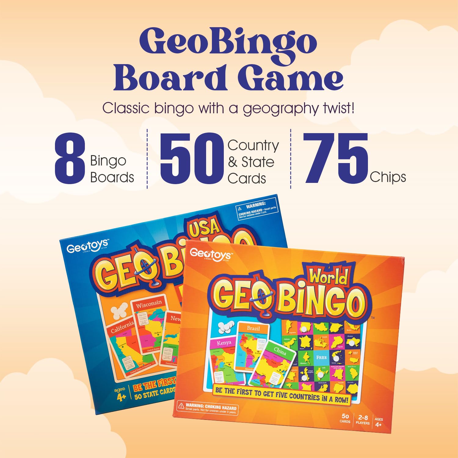 Geotoys GeoBingo world countries cards to explore geography and capitals.