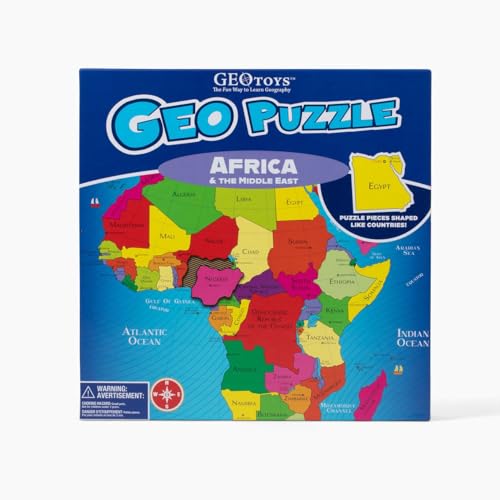 Geotoys GeoPuzzle Africa Middle East assembled map showing country shapes.