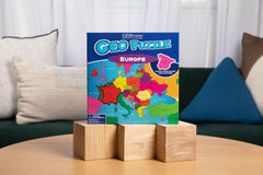 Geotoys GeoPuzzle large and small pieces aid fine motor skills.