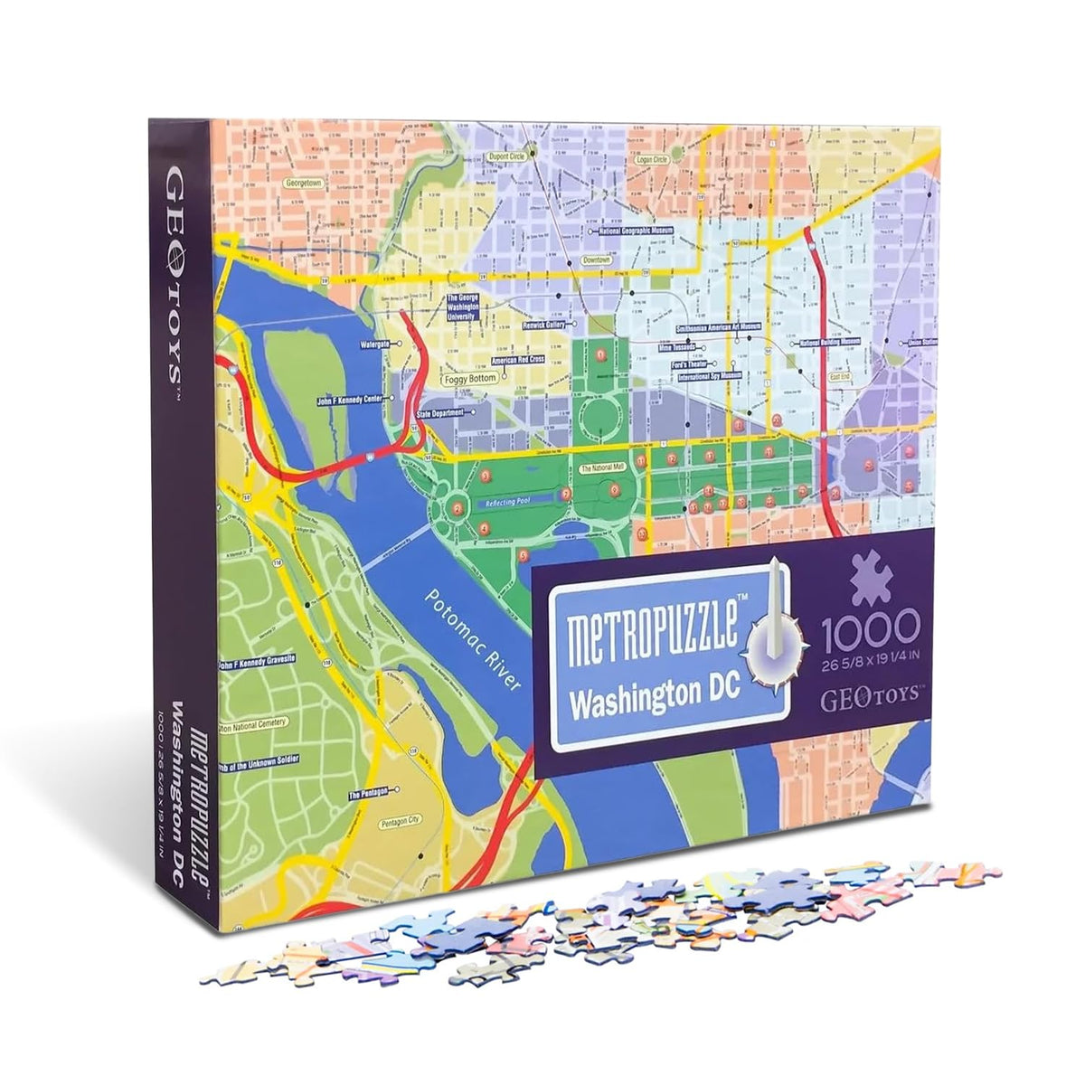 Geotoys Metropuzzle Washington, D.C. map puzzle with detailed streets for immersive geography play.