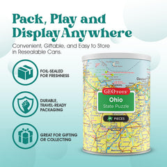 Geotoys Ohio landmarks map highlighting parks and highways