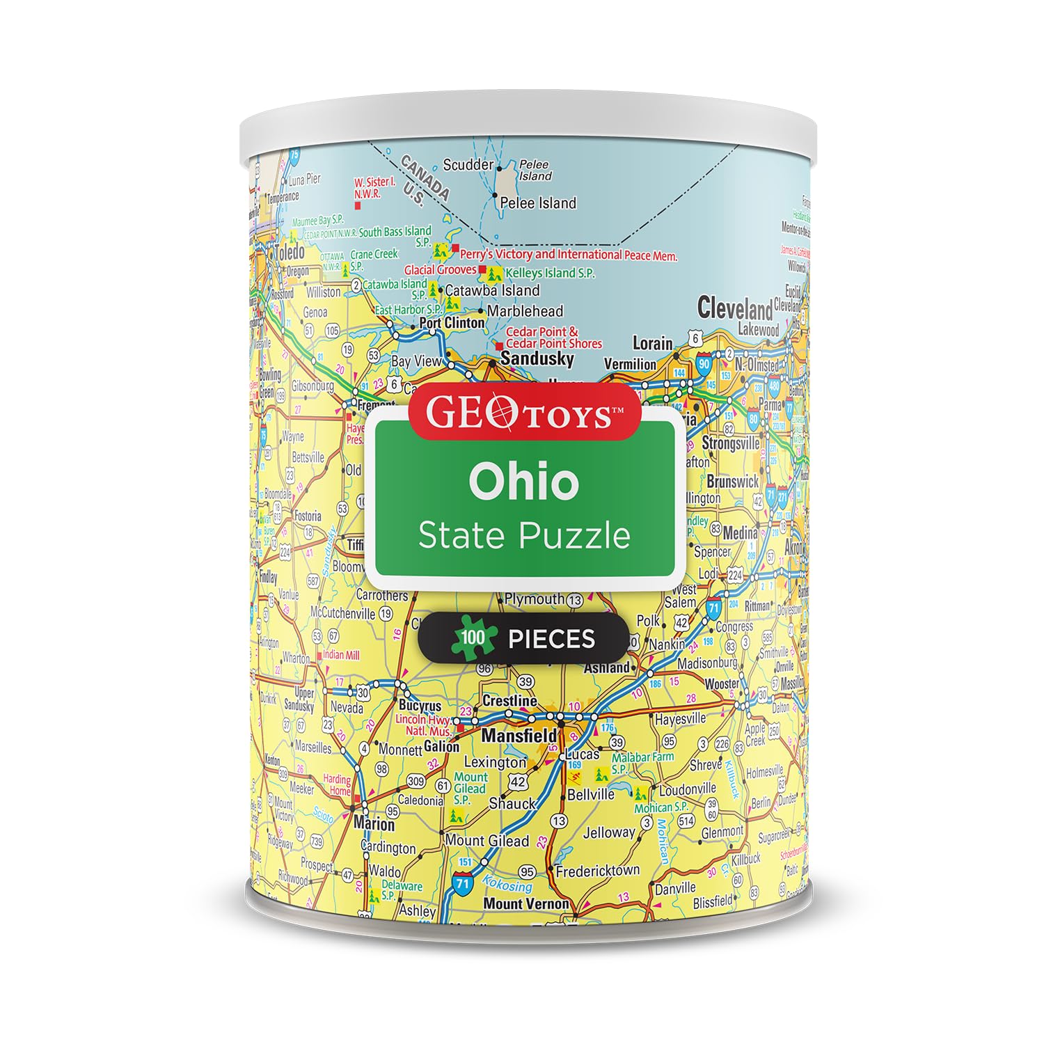 Geotoys Ohio map puzzle 100 pieces for kids and adults to explore geography