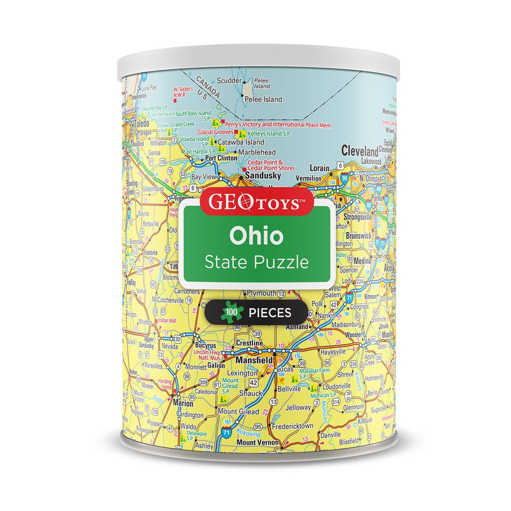 Geotoys Ohio map puzzle 100 pieces for kids and adults to explore geography