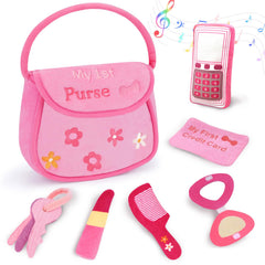 GERBIT My First Pink Purse Plush set with six sensory plushies for early play