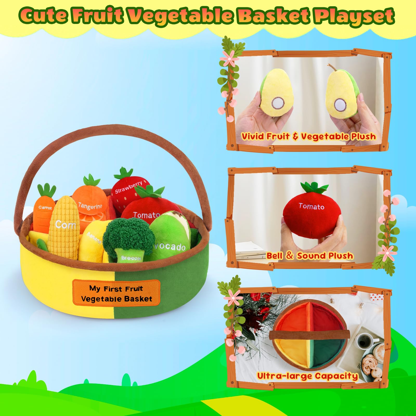 GERBIT strawberry plush with squeaker for engaging play.