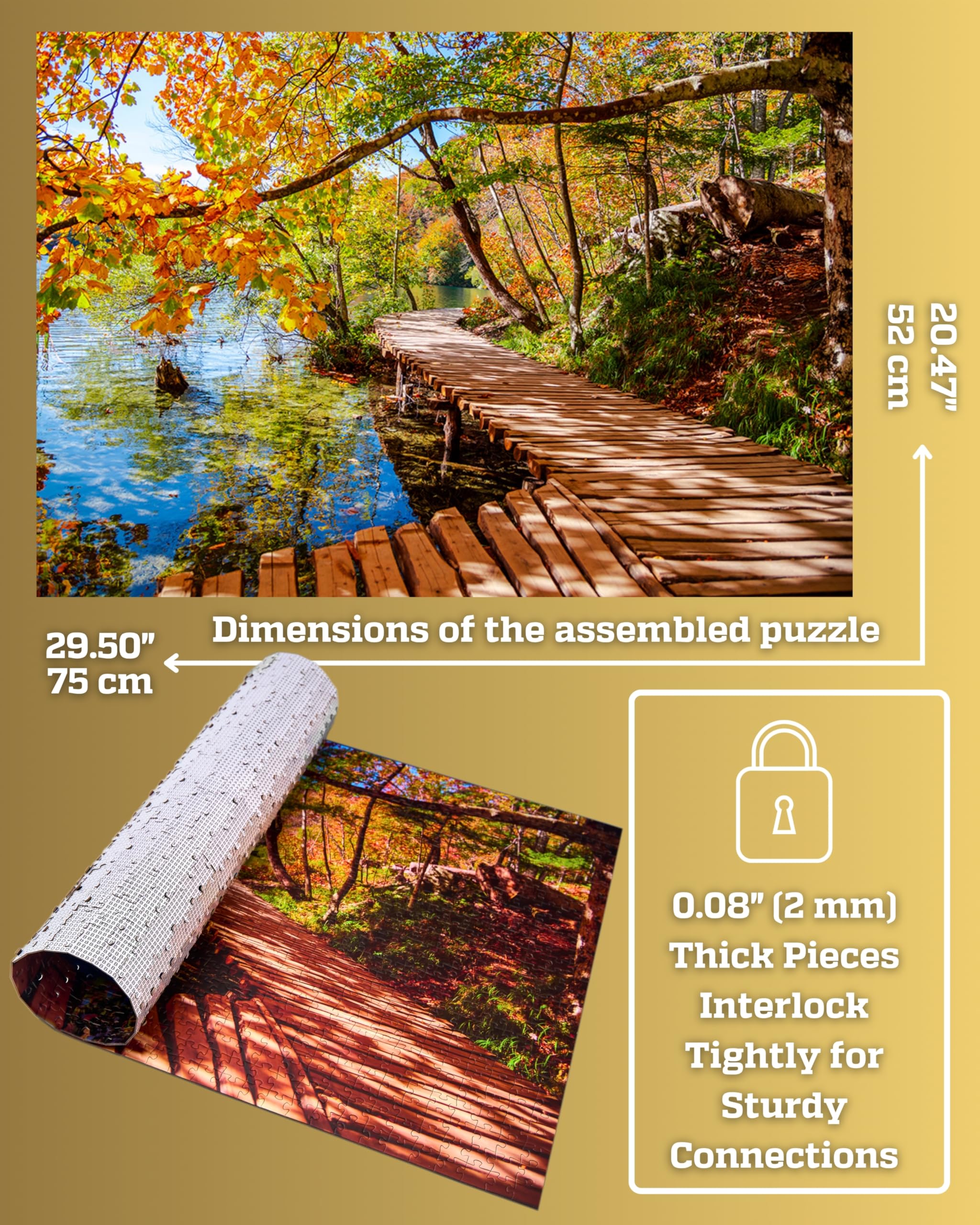 Gerjato autumn forest trail puzzle scene, cozy autumn solving ambiance