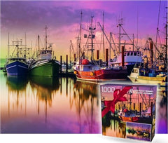 Gerjato harbor puzzle with scenic boats, vibrant colors for immersive visual enjoyment during leisure.