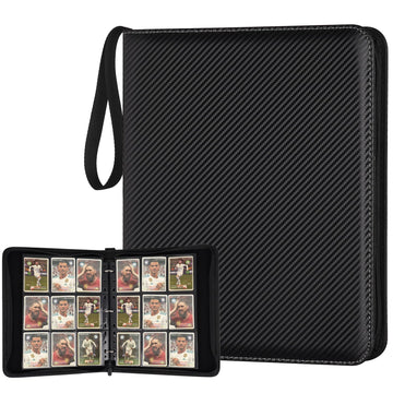 GERMUN 9-pocket card binder front cover in black with premium PU leather and organized pockets.