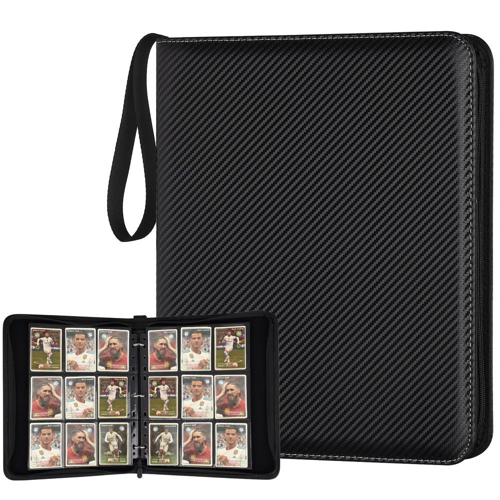 GERMUN 9-pocket card binder front cover in black with premium PU leather and organized pockets.