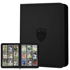 GERMUN trading card binder with 9-pocket pages in black for portable organization.