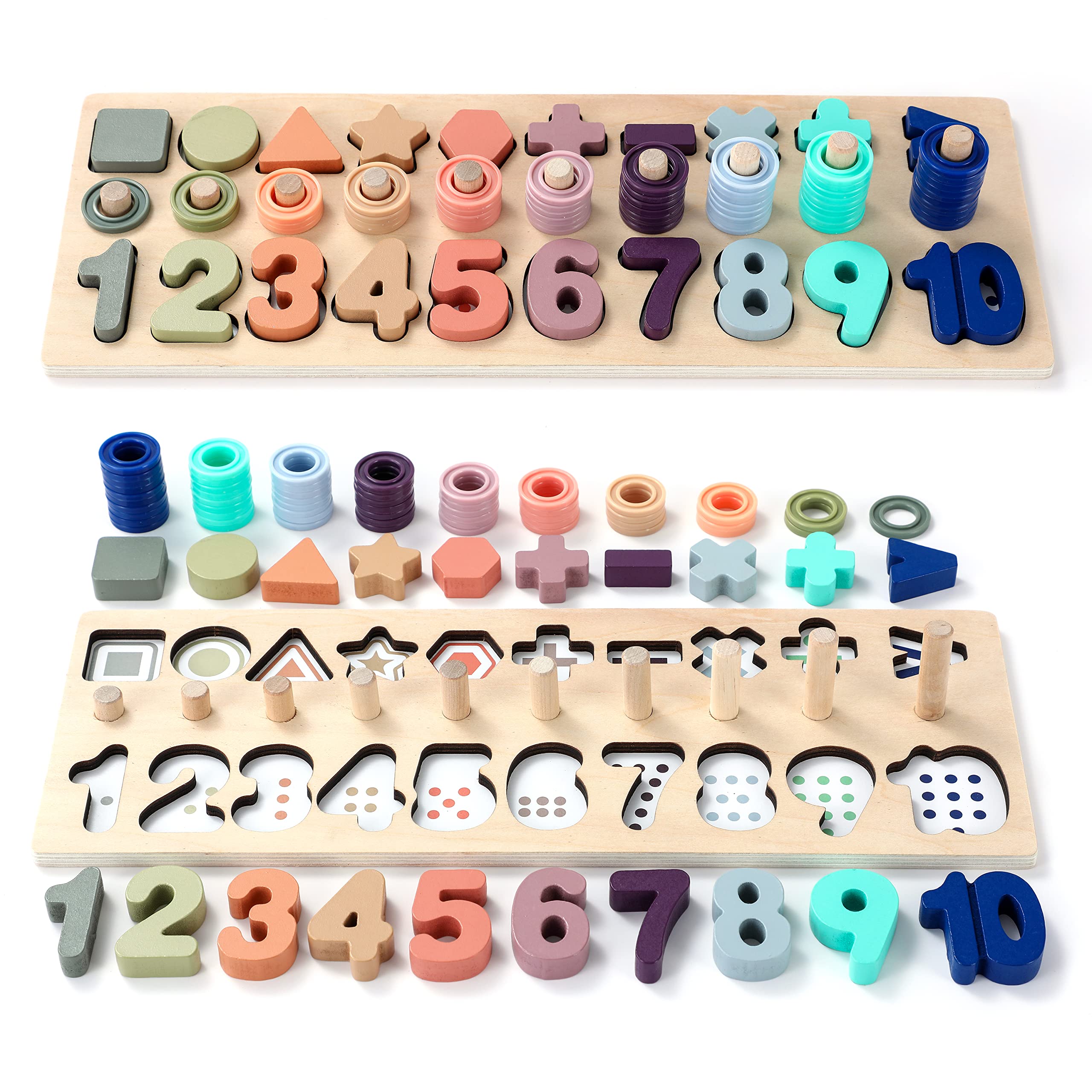 GeroCrew peg-board wood toy for toddlers improving shape sorting and fine motor skills.
