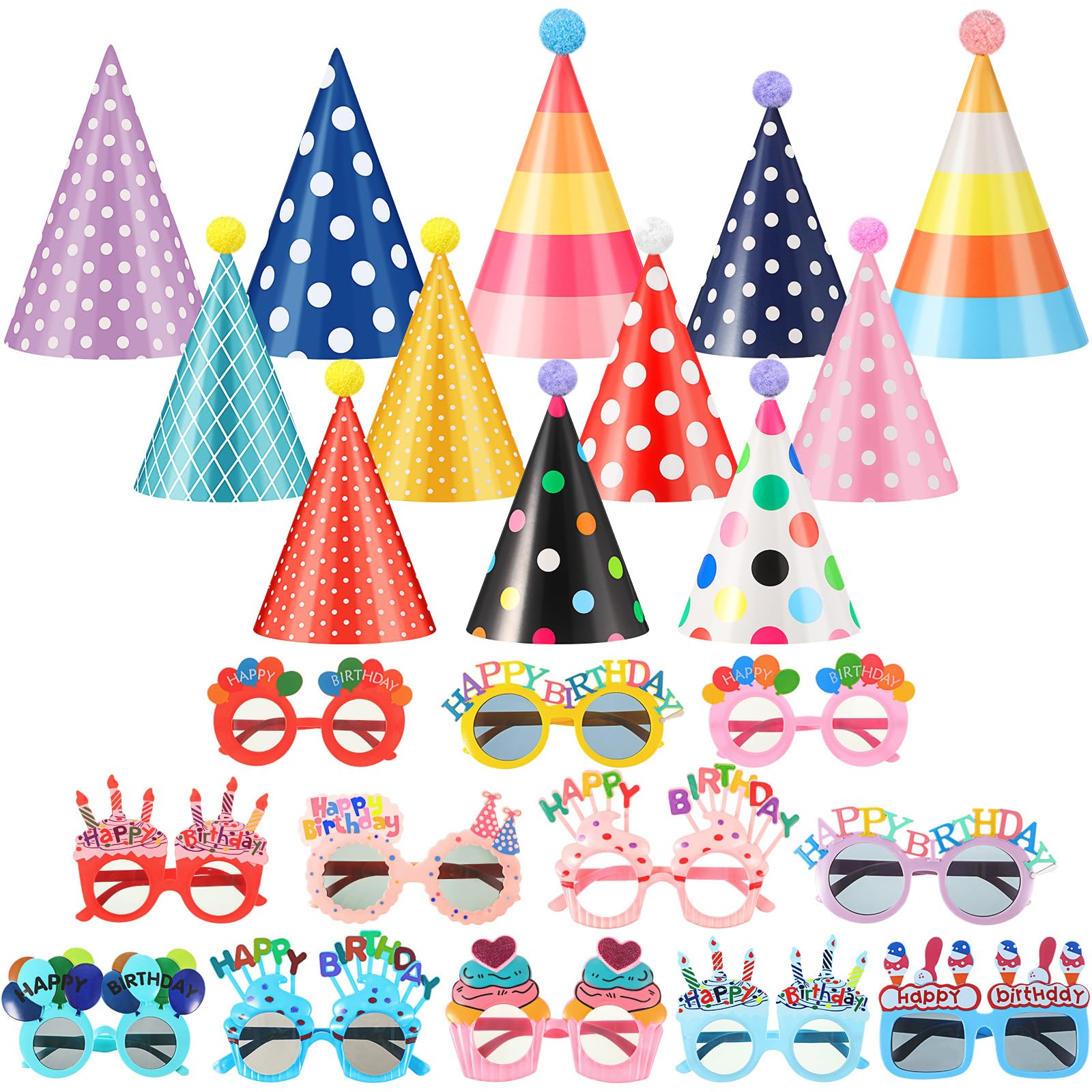 Gersoniel dot style cone hats for festive photos and group celebrations