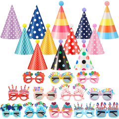Gersoniel dot style cone hats for festive photos and group celebrations