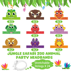 Gersoniel dino headbands in varied designs for group photos.