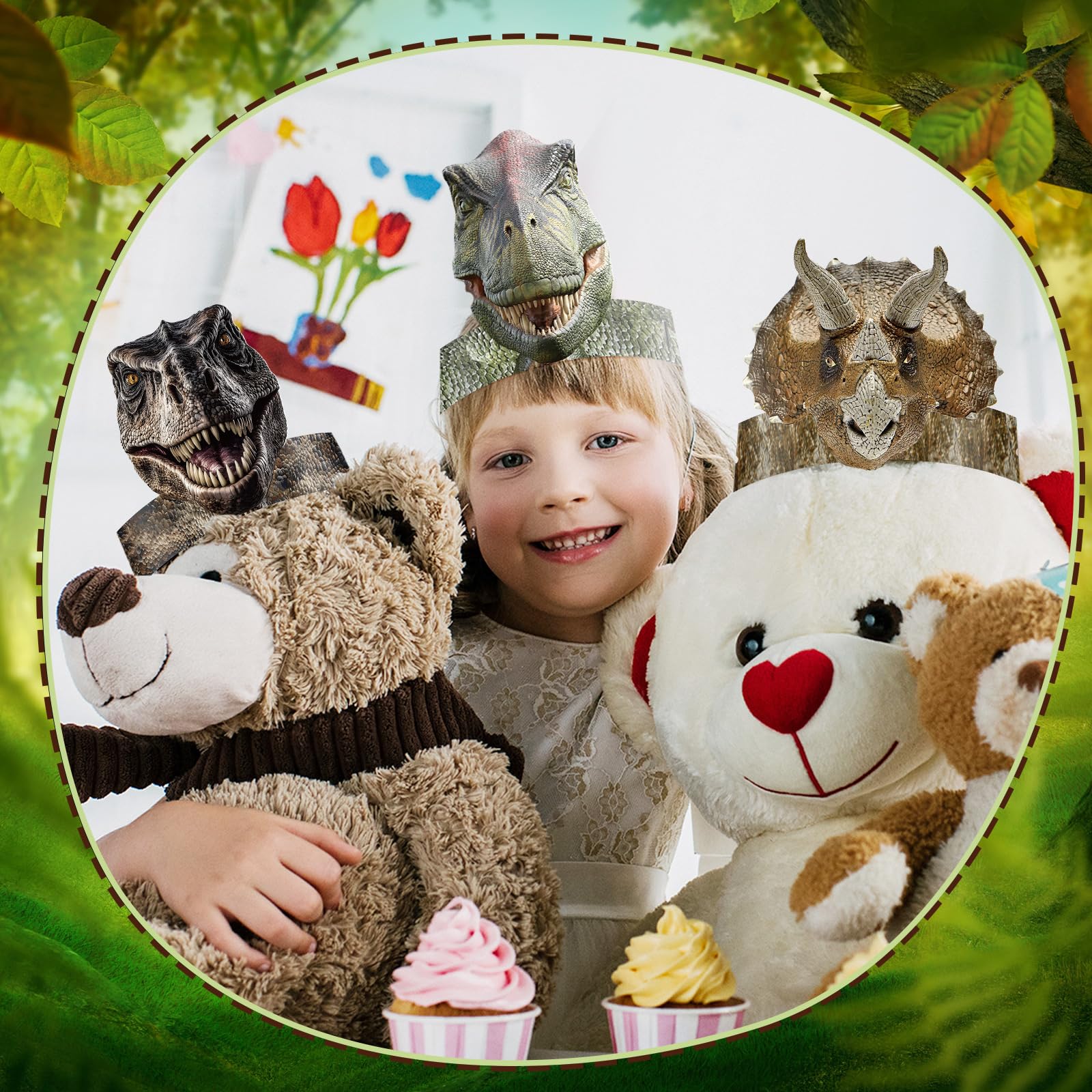 Gersoniel dinosaur birthday hats presented as thoughtful party gifts