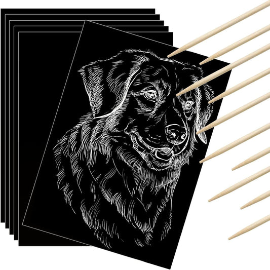 Gersoniel scratch-paper art set 100 pieces: black surface, white reveal for creative crafts.