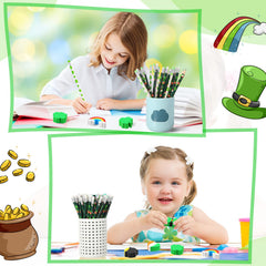 Gersoniel St Patrick's mini erasers clover-symbols; ideal classroom incentives.