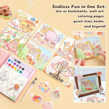 gesboole Paint with Water 24 princess pages invite varied coloring and journaling ideas