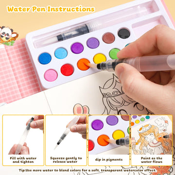 gesboole Paint with Water 4in1 design combines brush, water, and pages for versatility