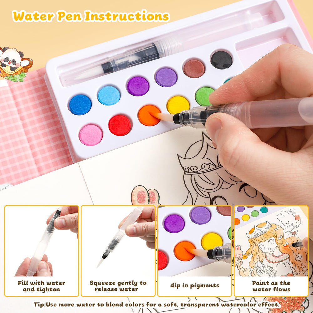 gesboole Paint with Water 4in1 design combines brush, water, and pages for versatility