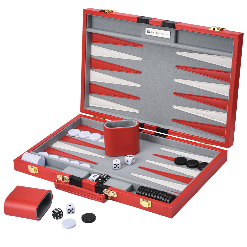 Get The Games Out backgammon board in large case, travel-ready and simple to set up.