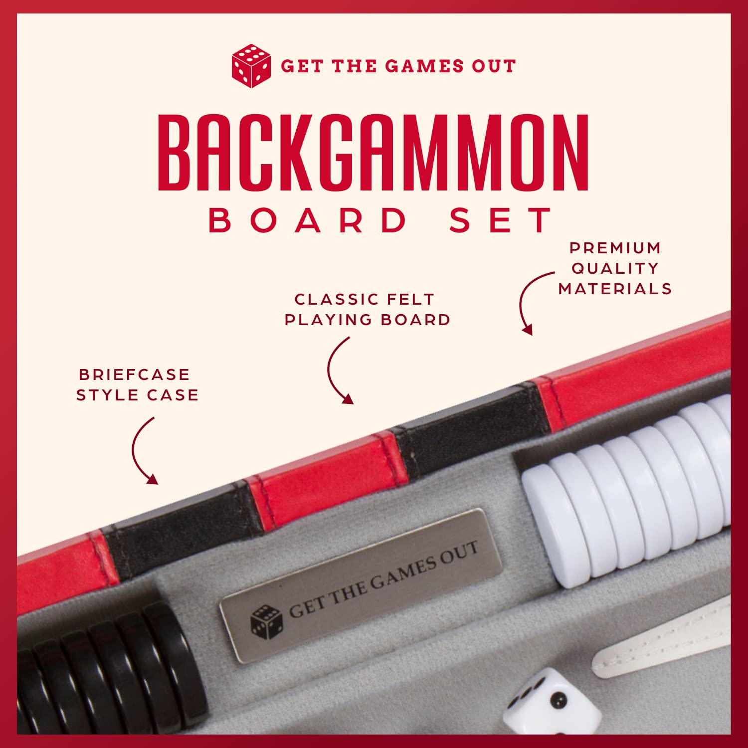 Get The Games Out backgammon chips and dice, smooth rolling for confident play.