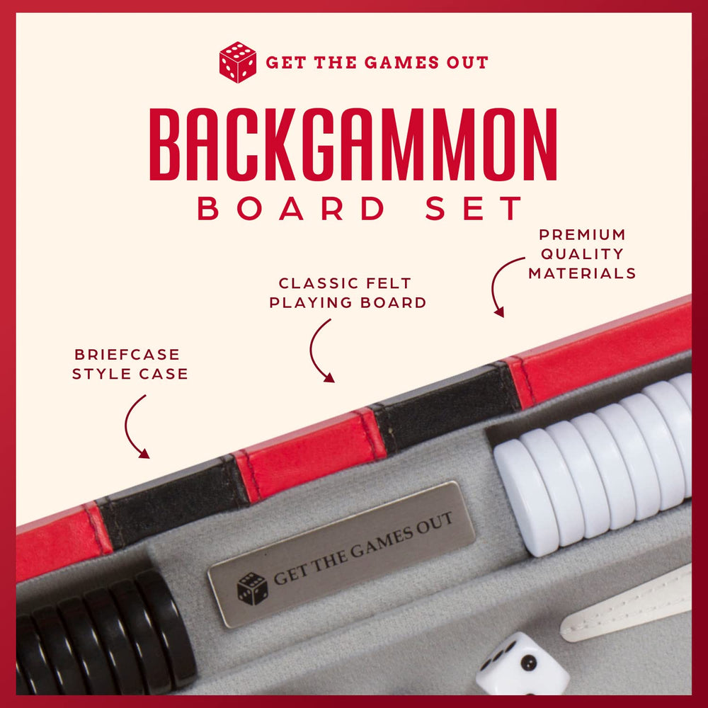 Get The Games Out backgammon chips and dice, smooth rolling for confident play.