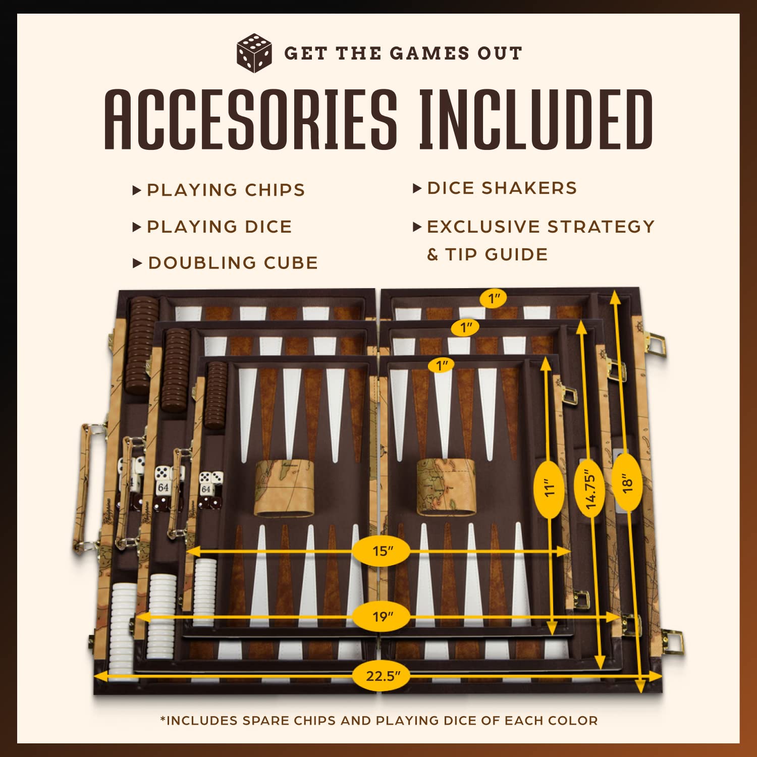 Get The Games Out backgammon set leatherette accents add classic style and durability