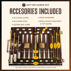 Get The Games Out backgammon set leatherette accents add classic style and durability