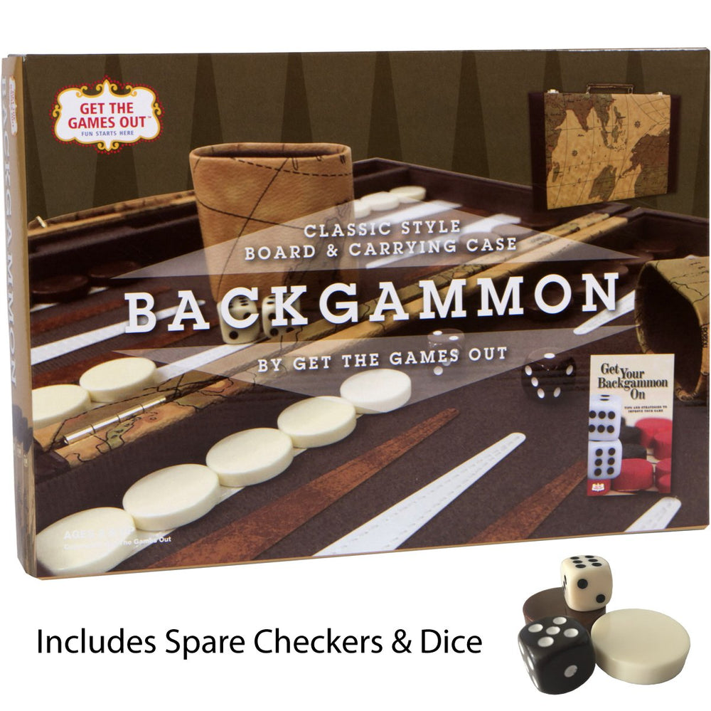 Get The Games Out backgammon set size options suitable for travel, home, and gifts