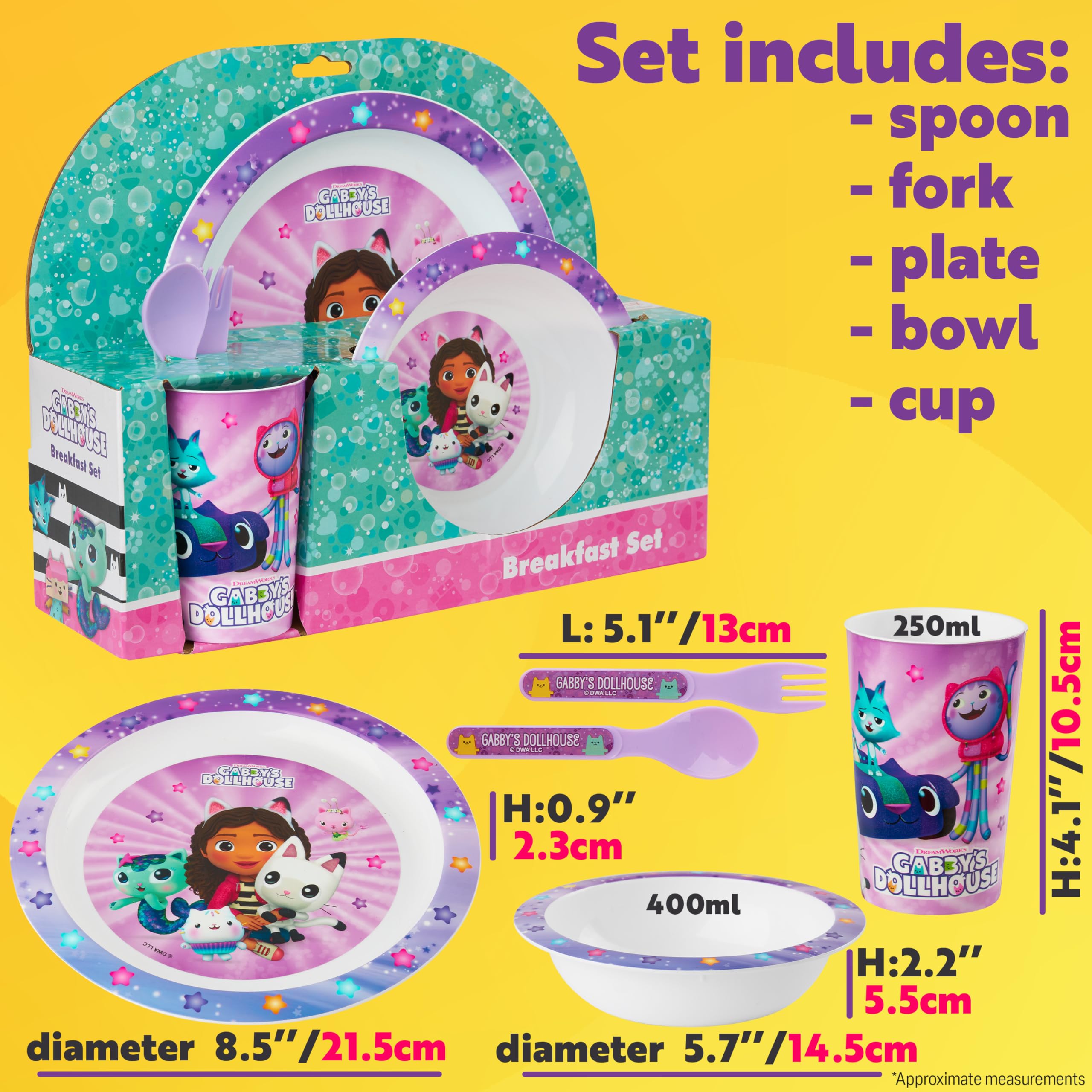 Get Trend Gabby's Dollhouse dinnerware set, colorful family-friendly tableware
