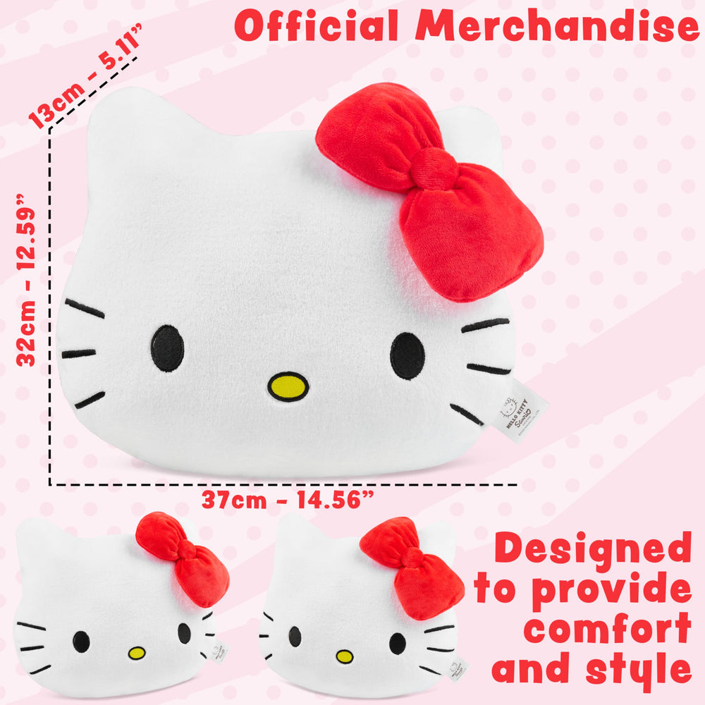 Get Trend Hello Kitty plush cushion close-up velvet fabric enhances fluffy comfort.