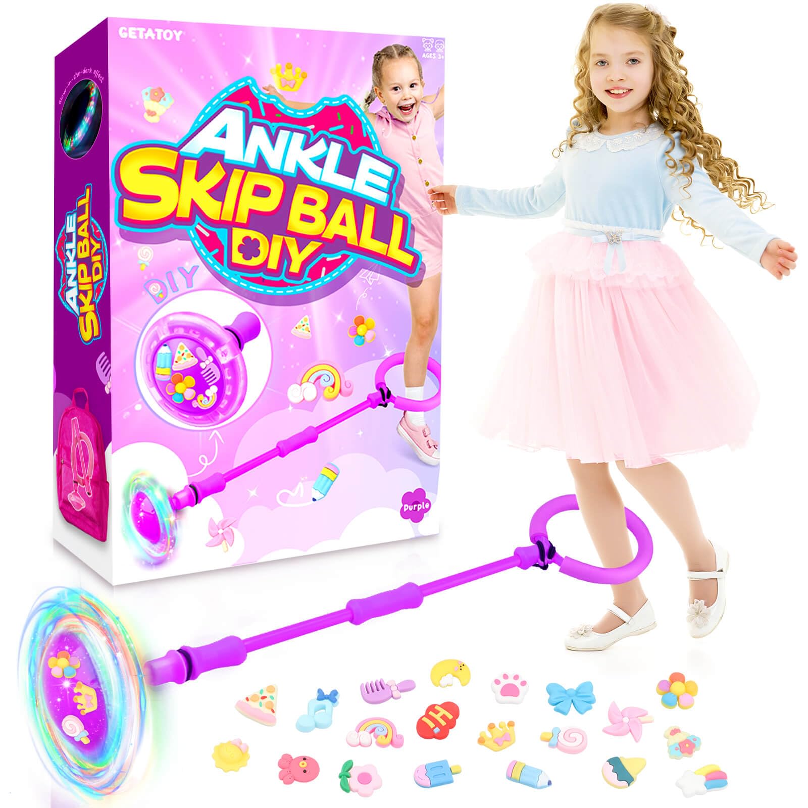 Getatoy ankle skip ball assembly with stickers for creative DIY play